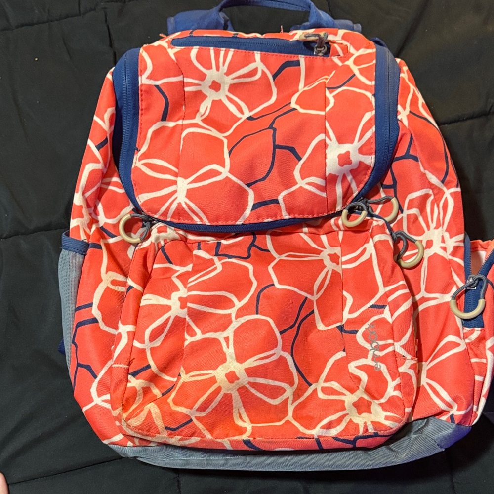 Stylish Red and Blue Floral Backpack